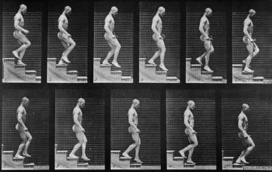 Mann, eine Treppe hinabsteigend, aus „Animal Locomotion“, 1887